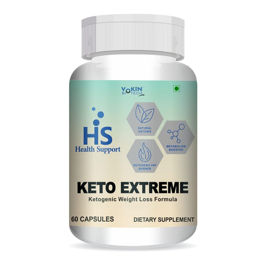 Keto Extreme dietary supplement bottle with Health Support branding on a white background