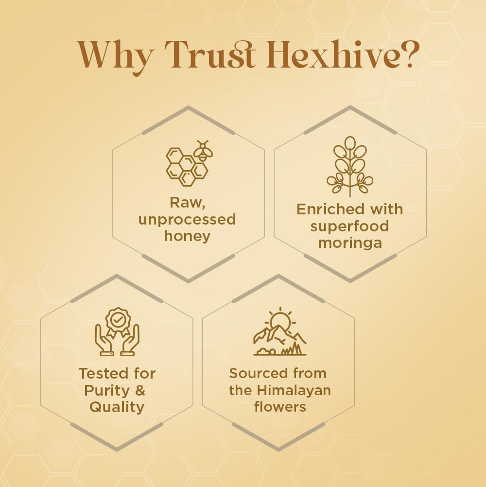 Hexhive product features on a beige background