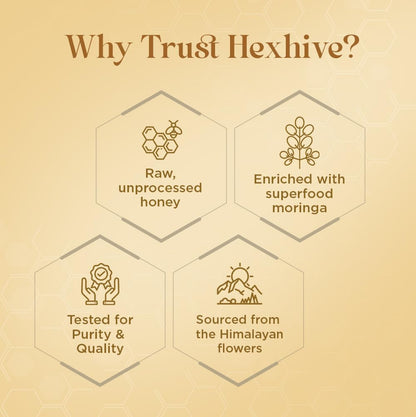 Hexhive product features on a beige background