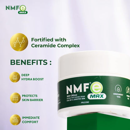 NMFe Max Skin Cream with Ceramide Complex For Severe Dry Skin 60 GM | For Barrier Repair Deep Hydration | Gives Immediate Comfort | Niacinamide , Shea butter & Vit E | For Dry & Sensitive Skin | Dermatologically Tested