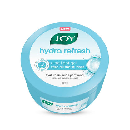 Joy Hydra Refresh Ultra Light Gel, Oil Free Moisturizer with Hyaluronic Acid & Vitamin E 250ml - Non Sticky & Lightweight Face Cream for Oily Skin for 48hr Moisturization