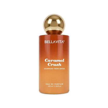 BELLAVITA Caramel Crush | Long Lasting EDP | 100ml | Perfume for Man | Perfume for Woman | Smells Like a Snack | Caramel, Vanilla, Honey, Coconut & Musk | Premium Unisex Gourmand Fragrance