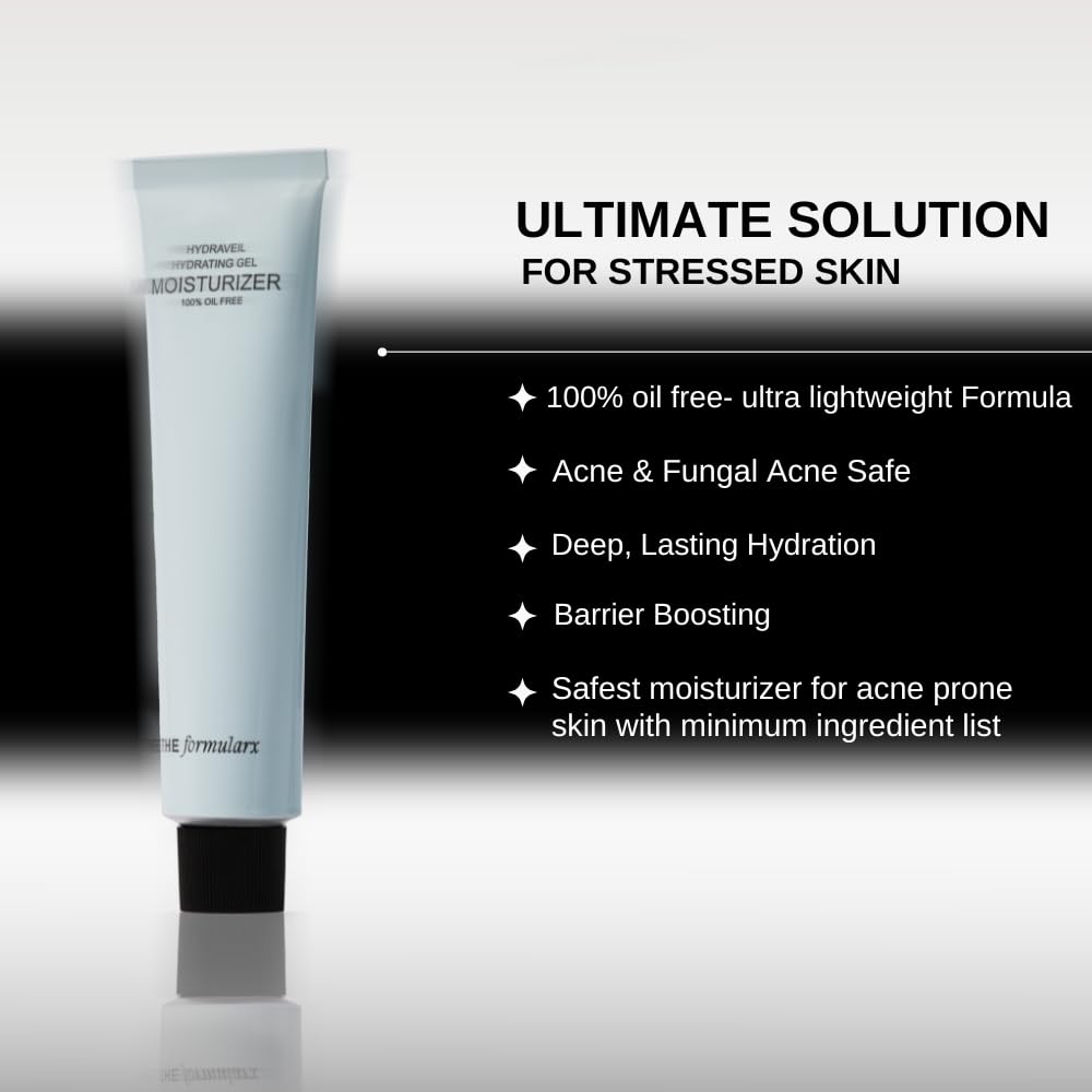 The Formularx Hydra Veil Barrier Care Gel Moisturizer with Ceramide, Hyaluronic Acid, & Ectoin for Oily, Acne & Fungal Acne Prone Skin | Oil Free, Non-comedogenic, Sensitive Skin Friendly | For Women & Men | 50g