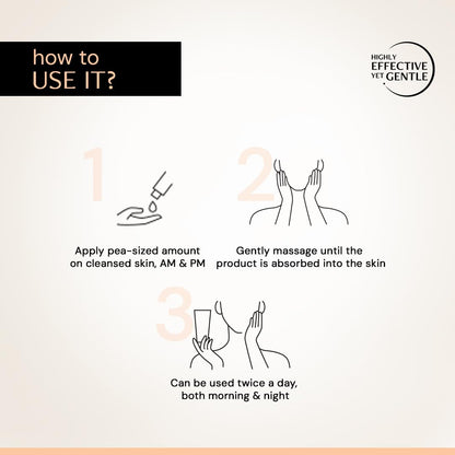 Instructions on how to use a skincare product with step-by-step illustrations and text.