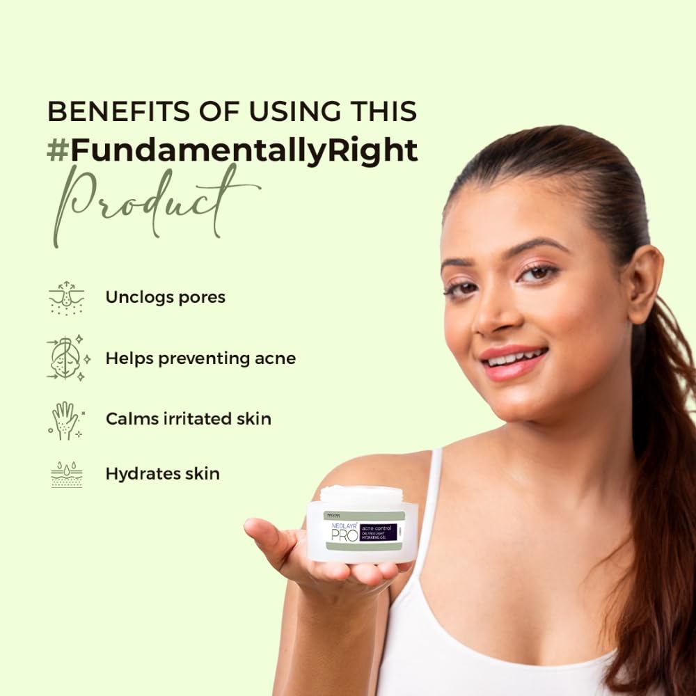 NEOLAYR Pro Acne Control Gel | Oil-Free,Light Hydrating Face Gel for Oily & Acne-Prone Skin | pH Balanced,Non-Comedogenic,Paraben-Free |40G