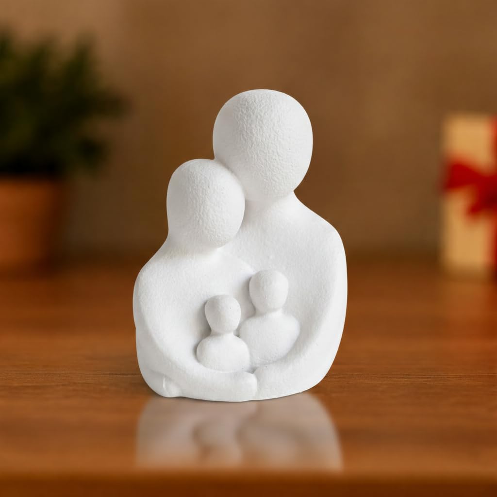 CraftVatika Abstract Family Figurine Showpiece for Home Decor,Modern Couple with Kids Statue for Living Room, Bedroom,Office Table Decoration,Gift for Family,Anniversary,Housewarming,Mother's Day