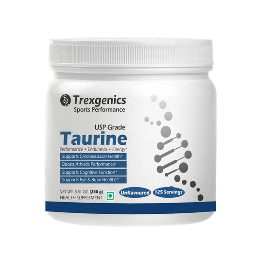 Trexgenics TAURINE USP grade PURE POWDER Nervous System, Energy, Heart, Cardiovascular system, Brain, Eye Health Support (250 GRAM)