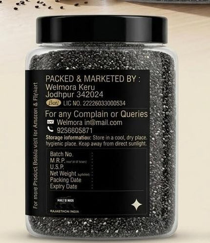WELMORA Premium Raw Chia Seeds – (Weight-100gm) 100% Natural & Organic Superfood | High in Omega-3, Fiber & Protein | Best for Weight Management, Smoothies & Breakfast Pudding