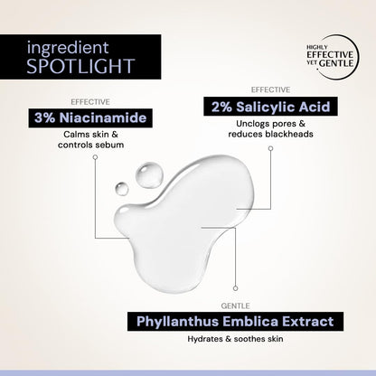 Deconstruct Pore Control Face Serum |2% Salicylic Acid 3% Niacinamide Serum For Acne, Acne Marks, Open Pores & Blackheads | Controls Oil | Beginner Friendly | 30ml