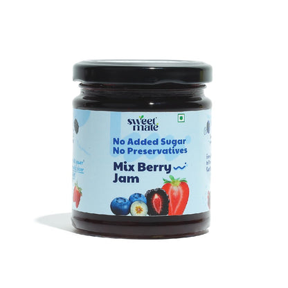 Sweetmate Mix Berry Jam - 220g | No Added Sugar | 100% Pure Fruit Pulp & Healthy Fiber | No Preservatives, Colors & Artificial Flavors | Diabetic & Keto Friendly Jam