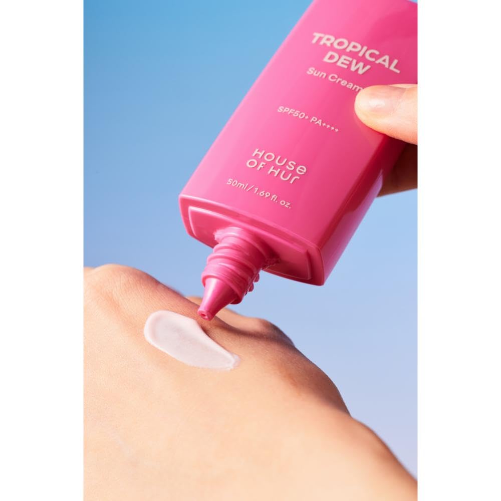 House of Hur Tropical Dew Sun Cream SPF 50+ PA++++ (50ml) Hydrating & Glowy Sunscreen With Dewy Finish, Lightweight, Strong Uv Protection, Infused With Tropical Fruit Extracts