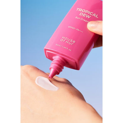 House of Hur Tropical Dew Sun Cream SPF 50+ PA++++ (50ml) Hydrating & Glowy Sunscreen With Dewy Finish, Lightweight, Strong Uv Protection, Infused With Tropical Fruit Extracts