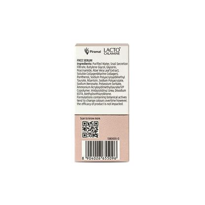 Lacto Calamine Snail Mucin Face Serum for Hydrating Skin | 30 ml | 97% Pure Snail Mucin Essence | Marine Collagen, Niacinamide Serum for Oily Skin | Dermatologically Tested | Korean Skincare