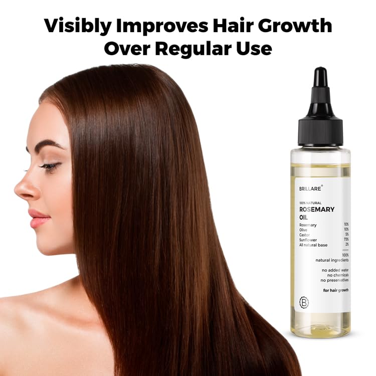Brillare 10% Rosemary Hair Oil for Hair Growth with 10% Olive Oil & 5% Castor oil | Reduces Hair Fall | Strengthens Hair | Visible Results in 4 Weeks.