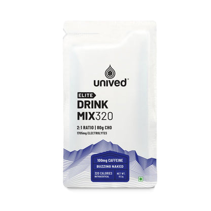 Zephivo Unived Elite Drink Mix 320 | High Calorie Energy Drink | 2:1 Ratio & 80g Carbohydrates with 1705mg Essential Electrolytes | Endurance Athletes Sports Drink (Buzzing Naked (100mg Caffeine))
