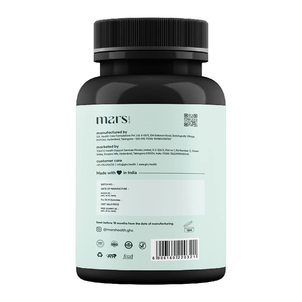 mars Beard Biotin Gummies for men | With the goodness of Vitamin B7, Zinc, Iodine & Multivitamins | Nourishment for beard growth & strength | 30 day pack | 30 gummies