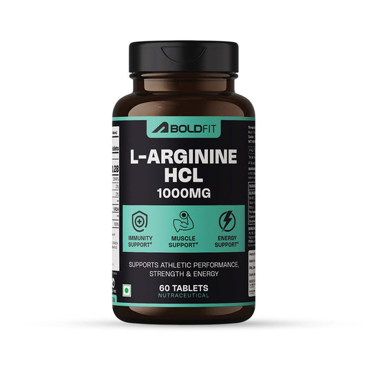 Boldfit L-Arginine Supplement 1000mg with Nitric Oxide Arginine Supplement for Men & Women for Muscle Growth, Stamina, Recovery, Immune Booster & Energy - 60 Tablets
