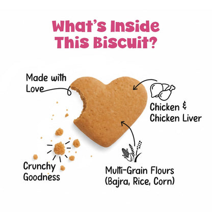 PETS EMPIRE BARKBITES Chicken Liver Biscuit Jar for Dogs 350g – Healthy Dog Treats with No Maida, No Sugar, No Salt – Crunchy & Nutritious Biscuits for Training and Rewards