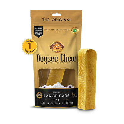 Dogsee Chew Bars, 100% Natural Himalayan Cheese Based Dental Chews for Dogs (Large Bars Pack of 1)