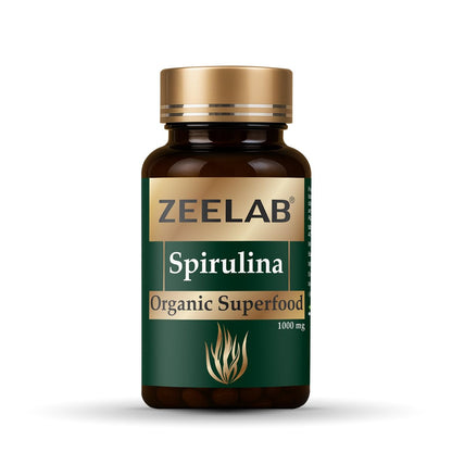 Zeelab Spirulina organic superfood bottle on a white background