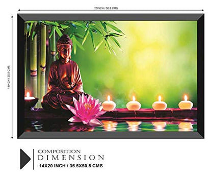 Buddha Design Exclusive Painting with Frame for Home & Office Decoration(35 cm x 50 cm x 3 cm) SANFM27