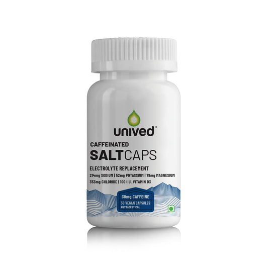 Zephivo Unived Caffeinated Electrolyte Salt Caps Electrolyte Replacement With Caffeine, 30 Vegan Caps
