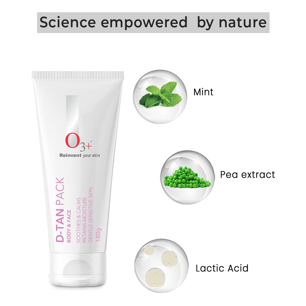 O3+ D-TAN Pack For Instant Tan Removal For all skin Types 180 gm