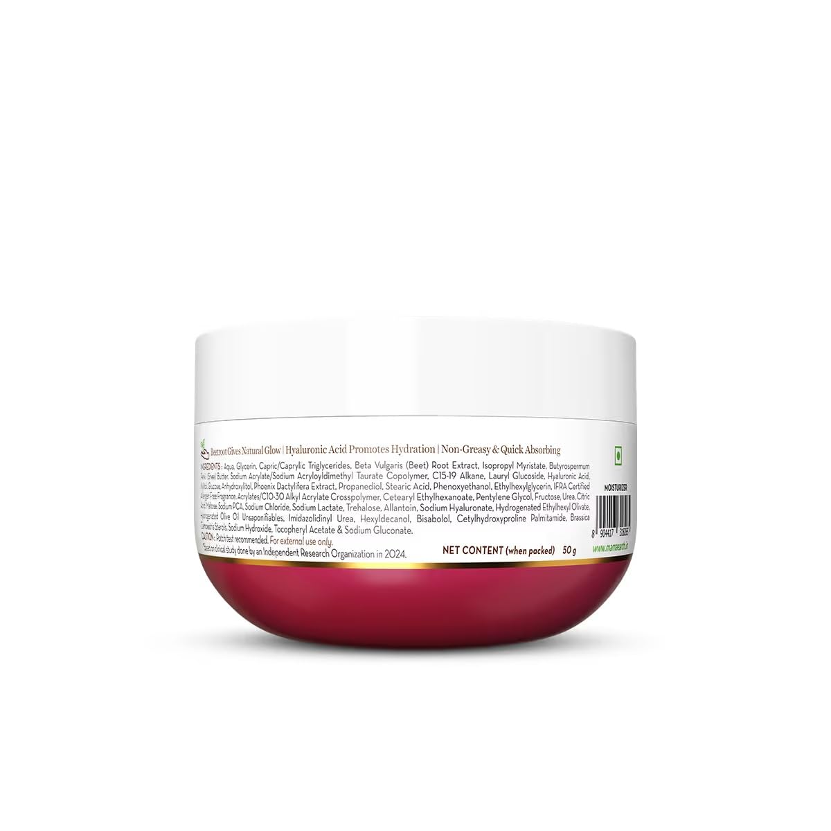 Mamaearth Beetroot Hydraful Light Moisturizing Cream with Beetroot & Hyaluronic Acid for Hydrated Pink Glow - 50 g | 24 Hrs Long-lasting Moisturization | For Face, Hand & Body | Non-Greasy & Quick Absorbing