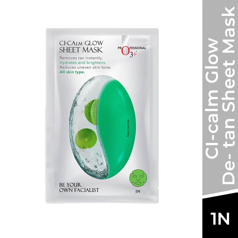 O3+ Ci-Calm Glow Sensitive Skin Sheet Mask with Cica Leaf Extract & Ceramide for Barrier Repair & Anti Redness