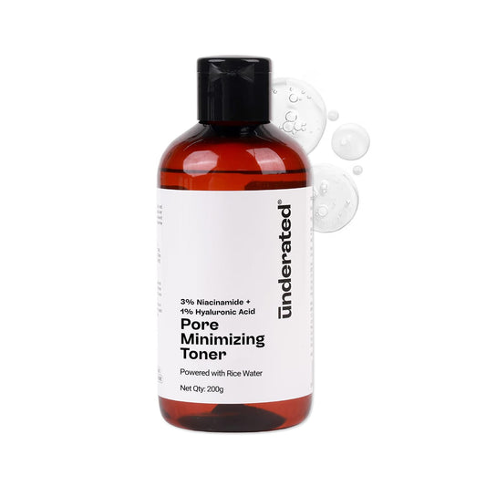 Underated 3% Niacinamide Face Toner with 1% Hyaluronic Acid & Rice Water | Toner for Oily & Acne Prone Skin | Glowing Skin & Hydration | For Women & Men | 200 g