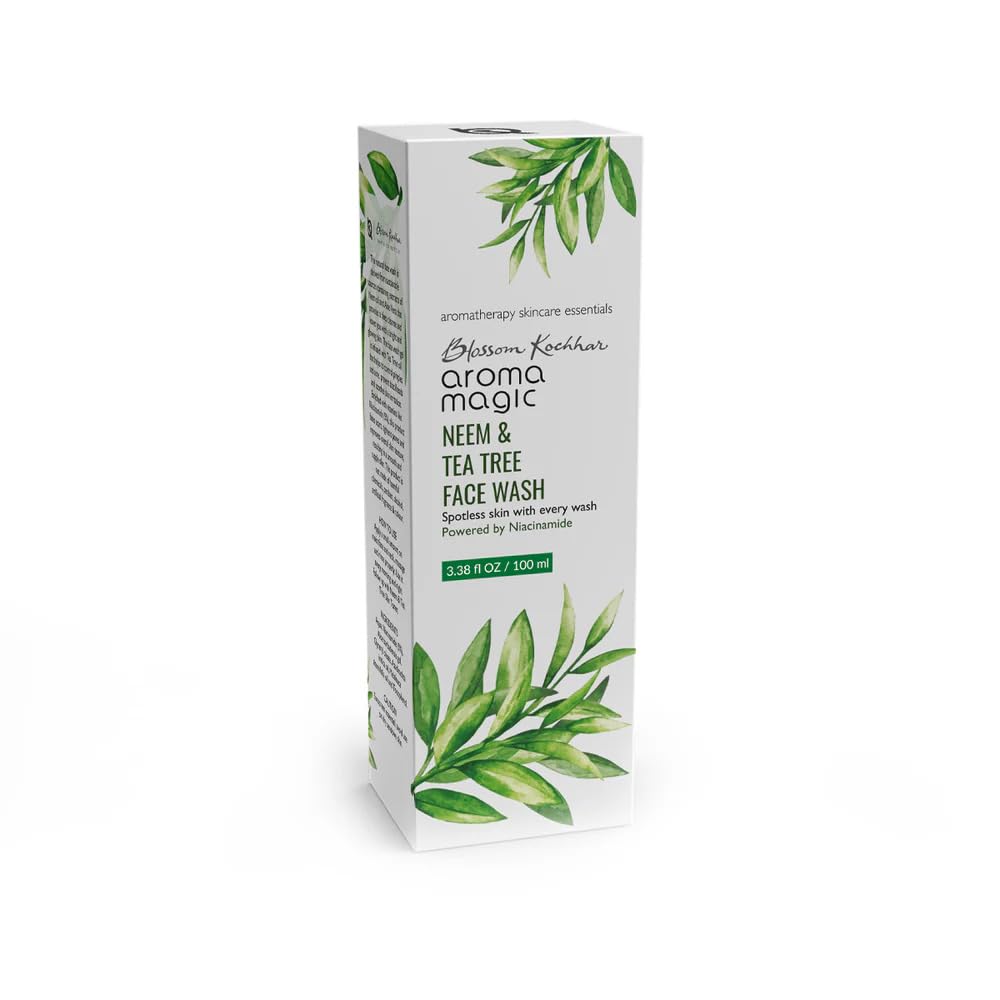 Aroma Magic Neem & Tea Tree Face Wash with 5% Niacinamide – Cleanser with Anti-Acne & Antibacterial Formula with Neem & Tea Tree Oil for Oily, Pimple-Prone Skin, 100ml