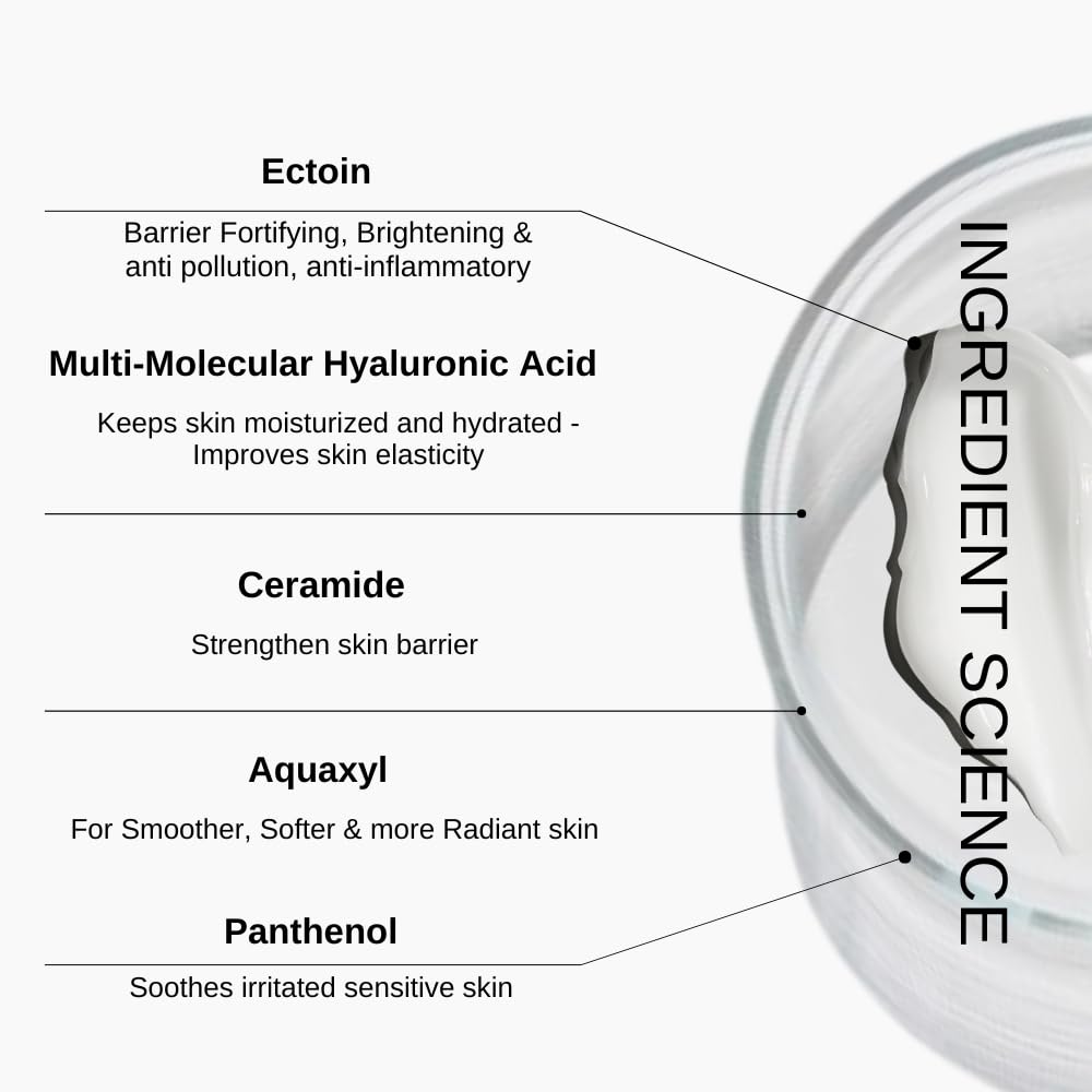 The Formularx Hydra Veil Barrier Care Gel Moisturizer with Ceramide, Hyaluronic Acid, & Ectoin for Oily, Acne & Fungal Acne Prone Skin | Oil Free, Non-comedogenic, Sensitive Skin Friendly | For Women & Men | 50g