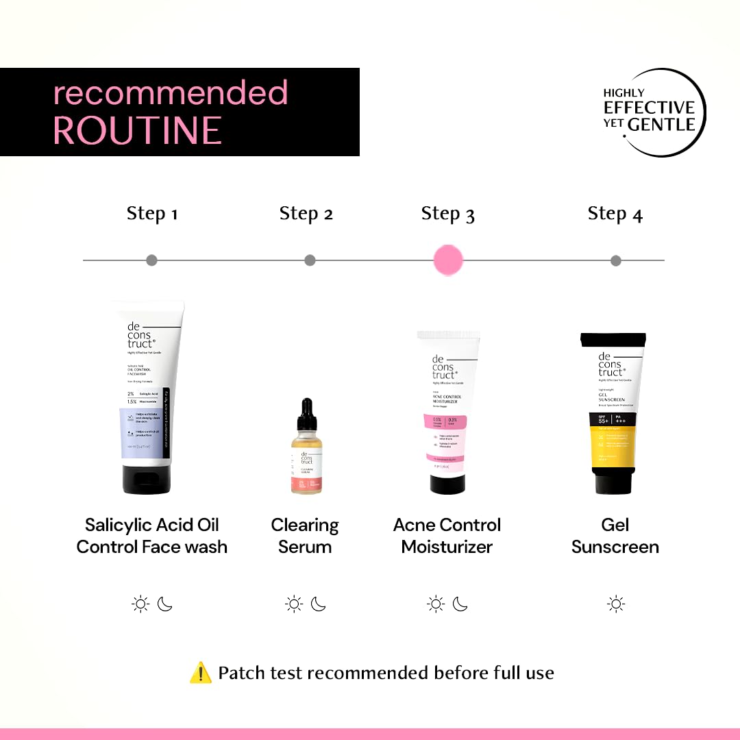 Step-by-step skincare routine with product illustrations and text on a white background
