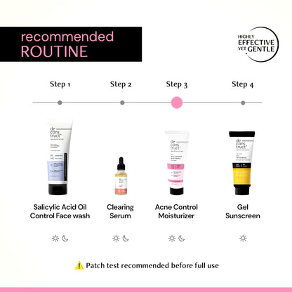 Step-by-step skincare routine with product illustrations and text on a white background