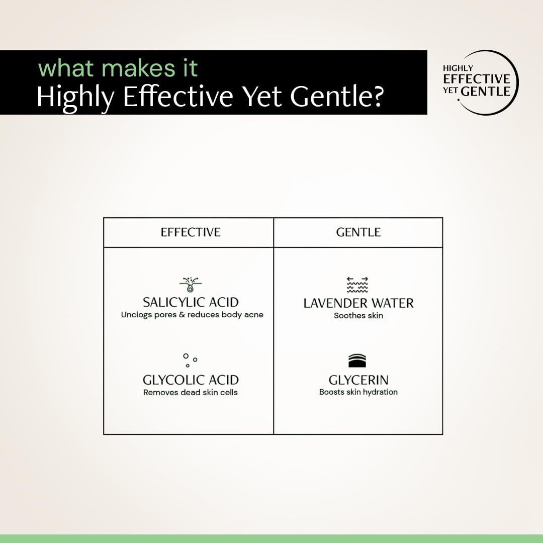 Product label highlighting effective and gentle ingredients with text 'What makes it Highly Effective Yet Gentle?'