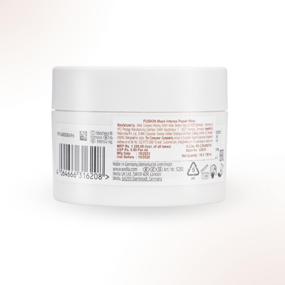 Back view of a white jar with text and barcodes on a white background