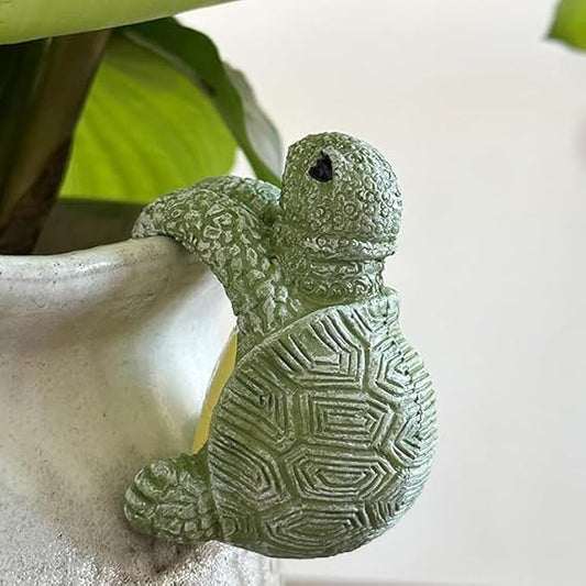 The Decorshed Cute Climbing Tortoise Flower Pot Hugger Figurines Resin Hanging Turtle Statue Planter Pot Decorations for Home Garden Fence Balcony Patio Lawn Yard Ornaments (Pack of 1)