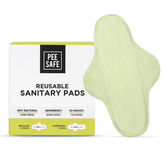 Pee Safe reusable sanitary pad packaging on a white background
