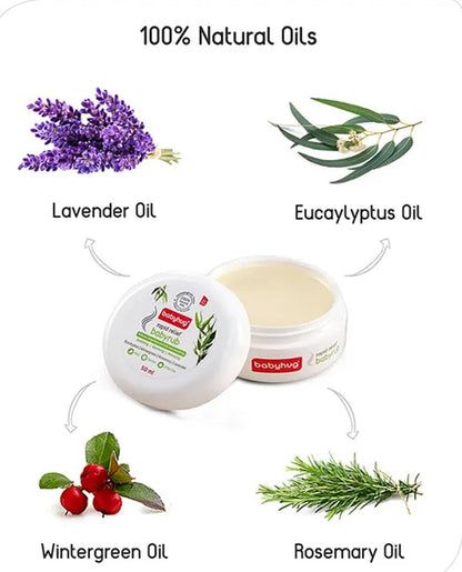 Babyhug Rapid Relief Babyrub, 50 ml, Soothing Balm with Eucalyptus, Lavender, Rosemary