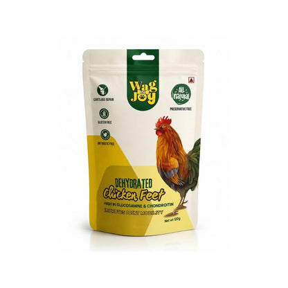 WAG IN JOY 100% Natural Dehydrated Chicken Feet Treats for Dogs | High in Glucosamine & Chondroitin | Gluten-Free |12-13 pcs | 120 gram|