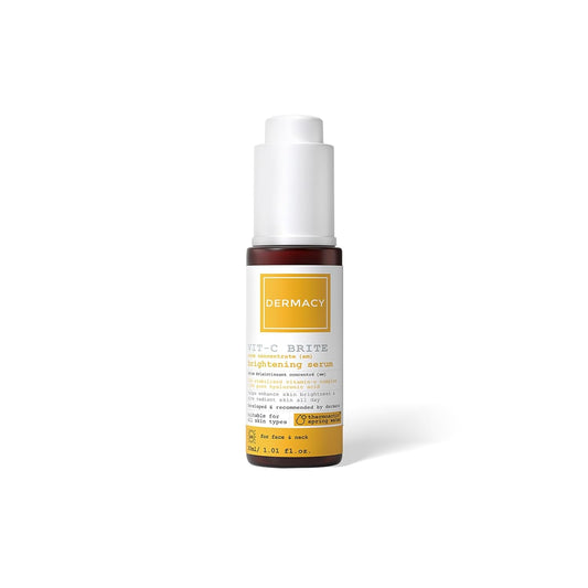 Dermacy Vit - C Brite Core Concentrate (AM) Brightening Serum | Helps Enhance Skin Brightness & Give Radiant Skin All Day | 20% Stabilized Vitamin - C Complex + 100% Pure Hyaluronic Acid + ThermoActiv Spring Water | Suitable For All Skin Types | 30 ml