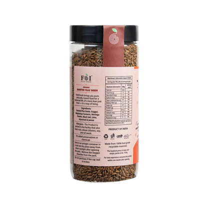 FaithFoods 100% Organic Roasted Flax Seeds 200g | Alsi Seeds | Enriched with Turmeric & Black Salt | Omega-3 Rich | High Fibre | Diabetic Friendly | Weight Management | Superfood Snack