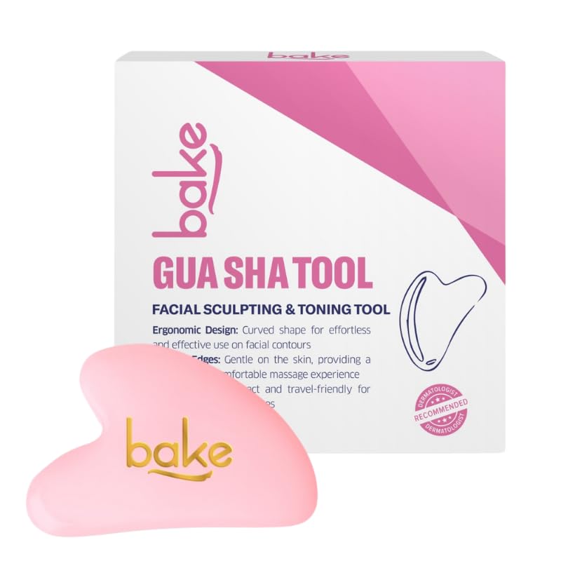 BAKE Gua Sha Face Massage Tool for Glowing Skin, Blood Circulation & Reducing Stress | Lifts Eyebrows, Smooths Wrinkles & Reduce Dark Circles | Jade Stone | 1 Piece