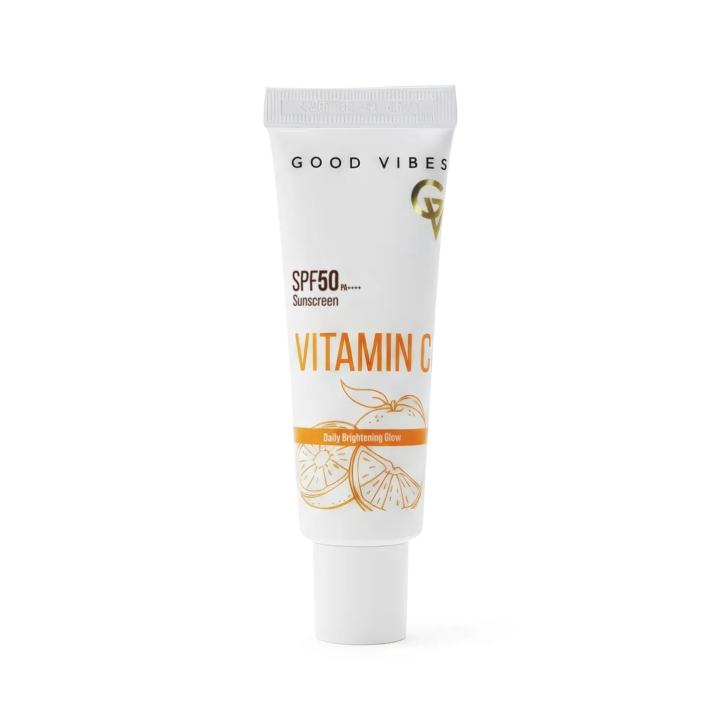 Good Vibes Vitamin C SPF 50 PA++++ Sunscreen | Brightening & Hydrating | 3% Niacinamide + Hyaluronic Acid | No White Cast, Lightweight & Non-Sticky | Daily Glow Sun Protection For All Skin Types – 50 gm