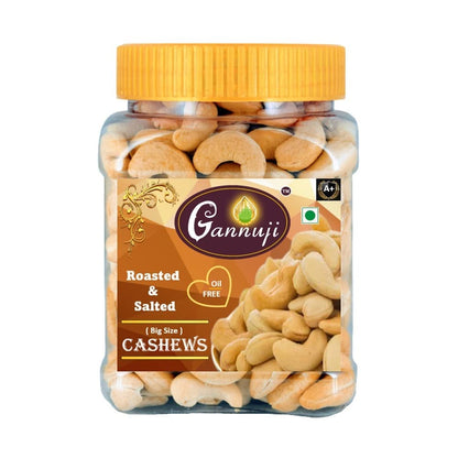 Gannuji Roasted And Salted Cashew Nuts 250g | A+ Grade| Premium Crunchy Kaju | Oil Free Roasted Cashew (250g Pack of 1)