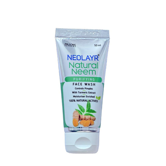 NEOLAYR Natural Neem Purifying Face Wash | With Neem & Turmeric Extracts | Prevents Pimples | Helps in Reducing Scars | Ideal for Acne Prone & Sensitive Skin - Added Moisturiser,50 ml