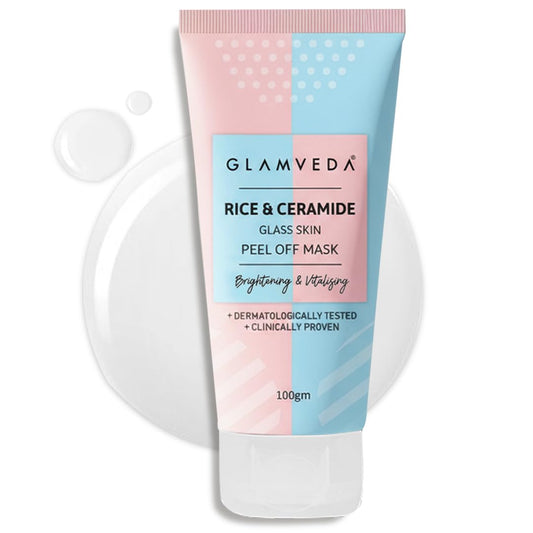 Glamveda Korean Rice & Ceramide Peel Off Mask for Men & Women | Brightening Face Pack for Even Tone Complexion & Anti-Ageing Care | Nourishes Dry & Dull Skin | Dermatologically Tested (100gm)