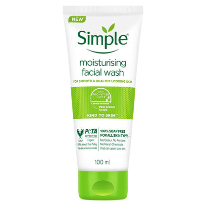Simple moisturising facial wash tube on a white background