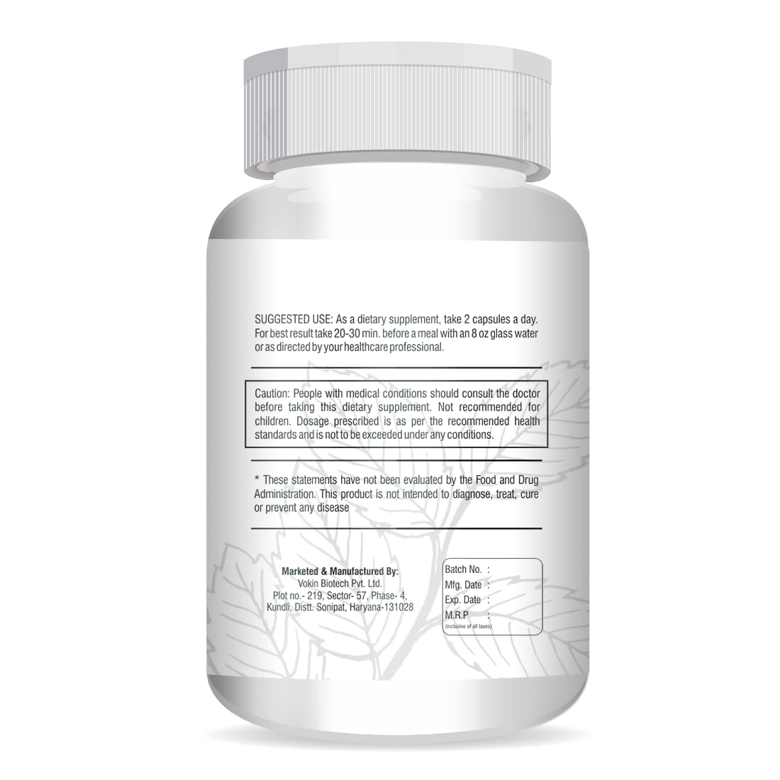 Supplement bottle with label on a white background