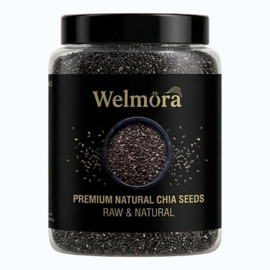 WELMORA Premium Raw Chia Seeds – (Weight-100gm) 100% Natural & Organic Superfood | High in Omega-3, Fiber & Protein | Best for Weight Management, Smoothies & Breakfast Pudding